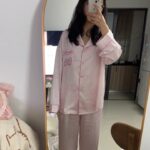 Disney Mary Cat Pajamas for spring and summer, long-sleeved casual ice silk outerwear for home wear photo review