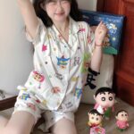 Crayon Shin-chan Couple Pajamas for Women Summer pure cotton short-sleeved home wear set photo review