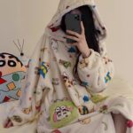 Crayon Shin-chan Coral fleece couple pajamas, women's autumn and winter warm bathrobes, home wear photo review