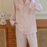 Disney Mary Cat Pajamas for spring and summer, long-sleeved casual ice silk outerwear for home wear photo review