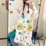 Crayon Shin-chan Coral fleece couple pajamas, women's autumn and winter warm bathrobes, home wear photo review