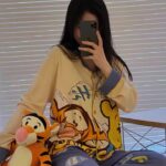 Disney Tigger pajama girl's spring, autumn and winter pure cotton long-sleeved set with a cute princess-style outerwear for home wear photo review