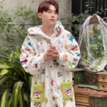 Crayon Shin-chan Coral fleece couple pajamas, women's autumn and winter warm bathrobes, home wear photo review