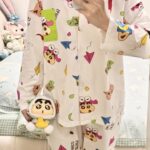 Crayon Shin-chan couple Pajamas for women in spring, autumn and winter long-sleeved sets photo review