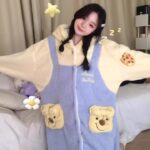 Disney Winnie the Pooh autumn and Winter pajama women's thickened warm coral fleece bathrobe home wear photo review