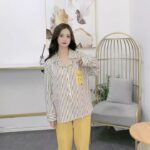 Disney Winnie the Pooh striped pajamas for women, pure cotton spring and autumn cardigan long-sleeved set, cartoon cute home wear photo review