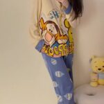 Disney Tigger pajama girl's spring, autumn and winter pure cotton long-sleeved set with a cute princess-style outerwear for home wear photo review