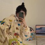Crayon Shin-chan Coral fleece couple pajamas, women's autumn and winter warm bathrobes, home wear photo review