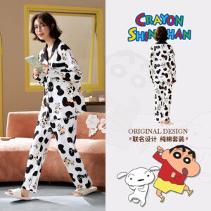 Cow Crayon Shin-chan long-sleeved set [Women's Style]